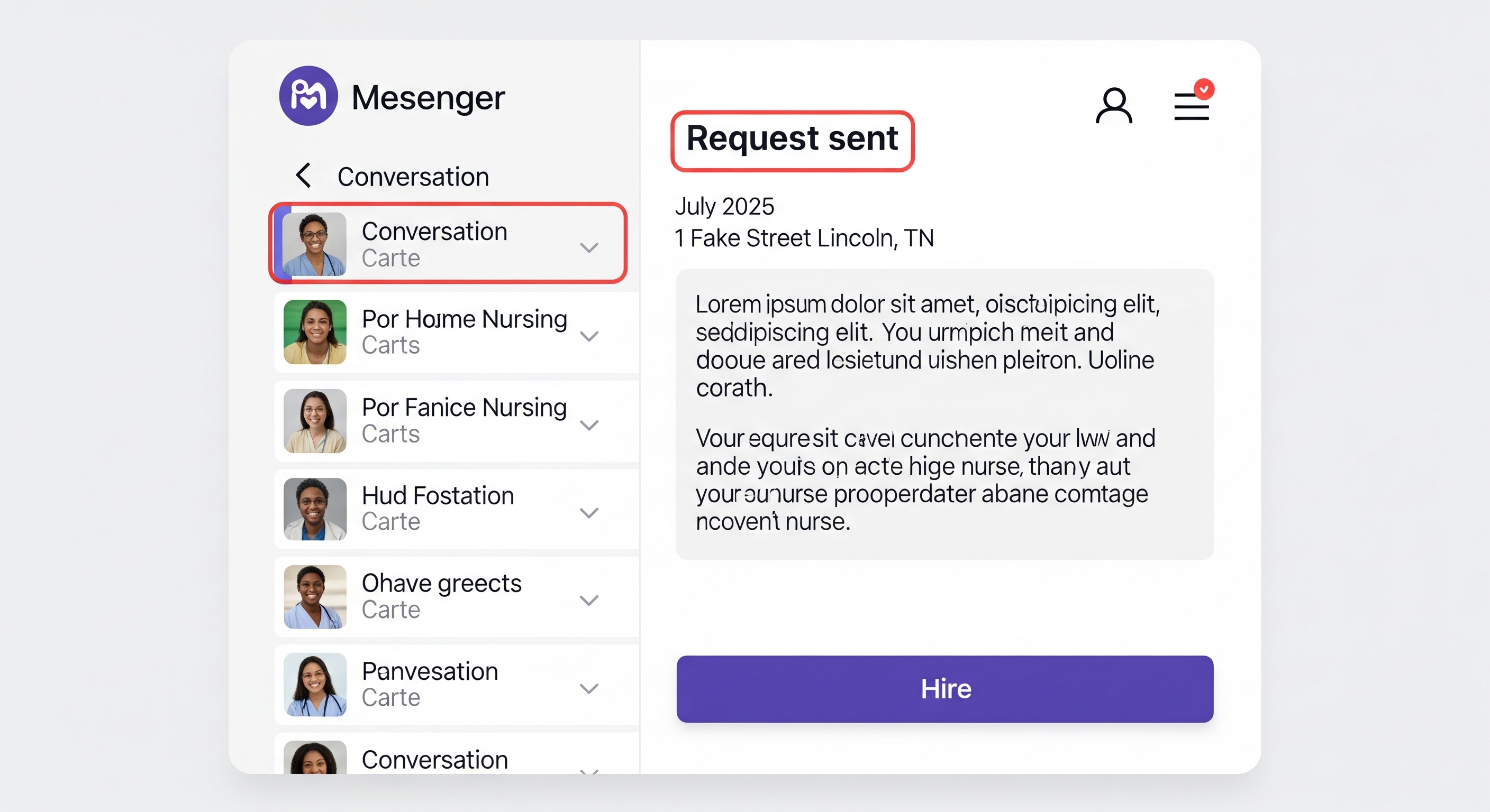 Messaging interface showing conversation between users